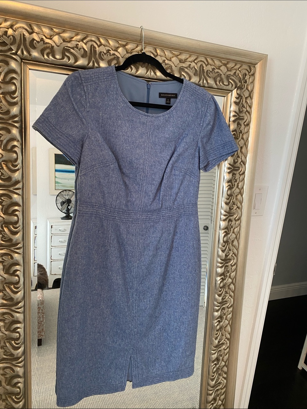 Banana Republic Heather Blue Short-Sleeve Dress